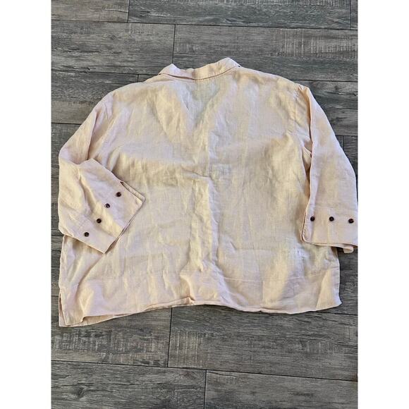 J.Jill Women's Cream 100% Linen 3/4 Sleeves Blouse Top Size 3X - Picture 2 of 5